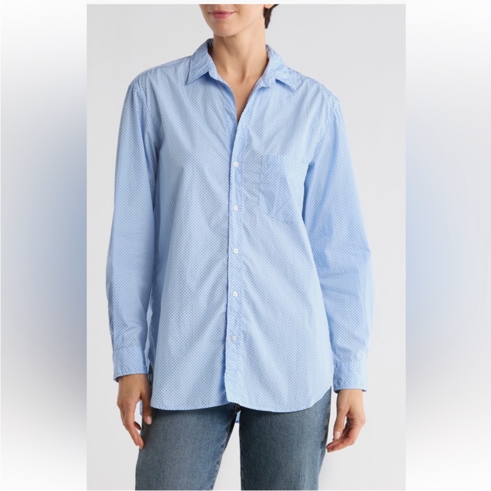 Frank & Eileen Boyfriend Cotton Button-Up Shirt BLUE DOT‎ NEW Sz XS